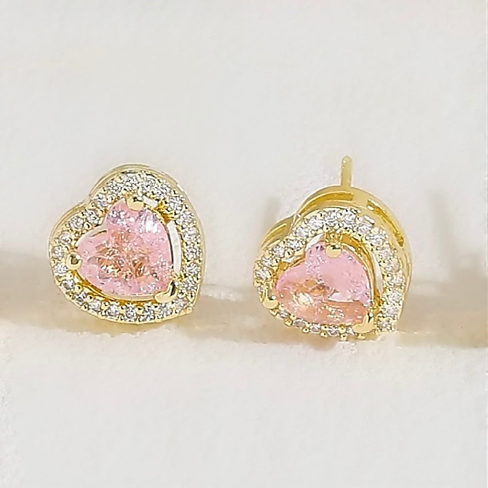 Pink Heart Stud Earrings