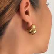 Gold dome hoop earrings