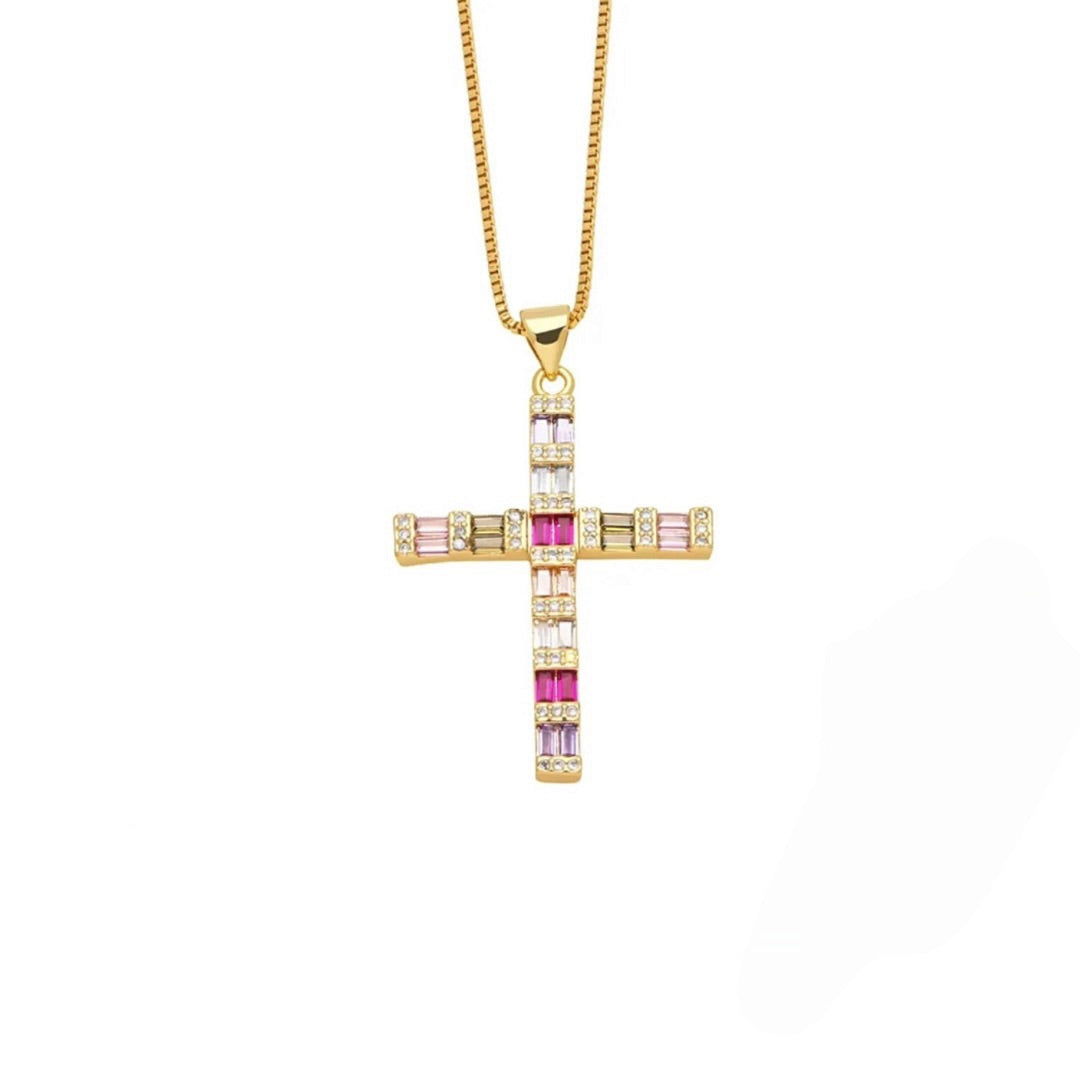 Colourful cross necklace