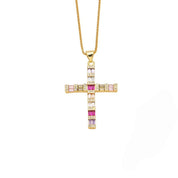 Colourful cross necklace