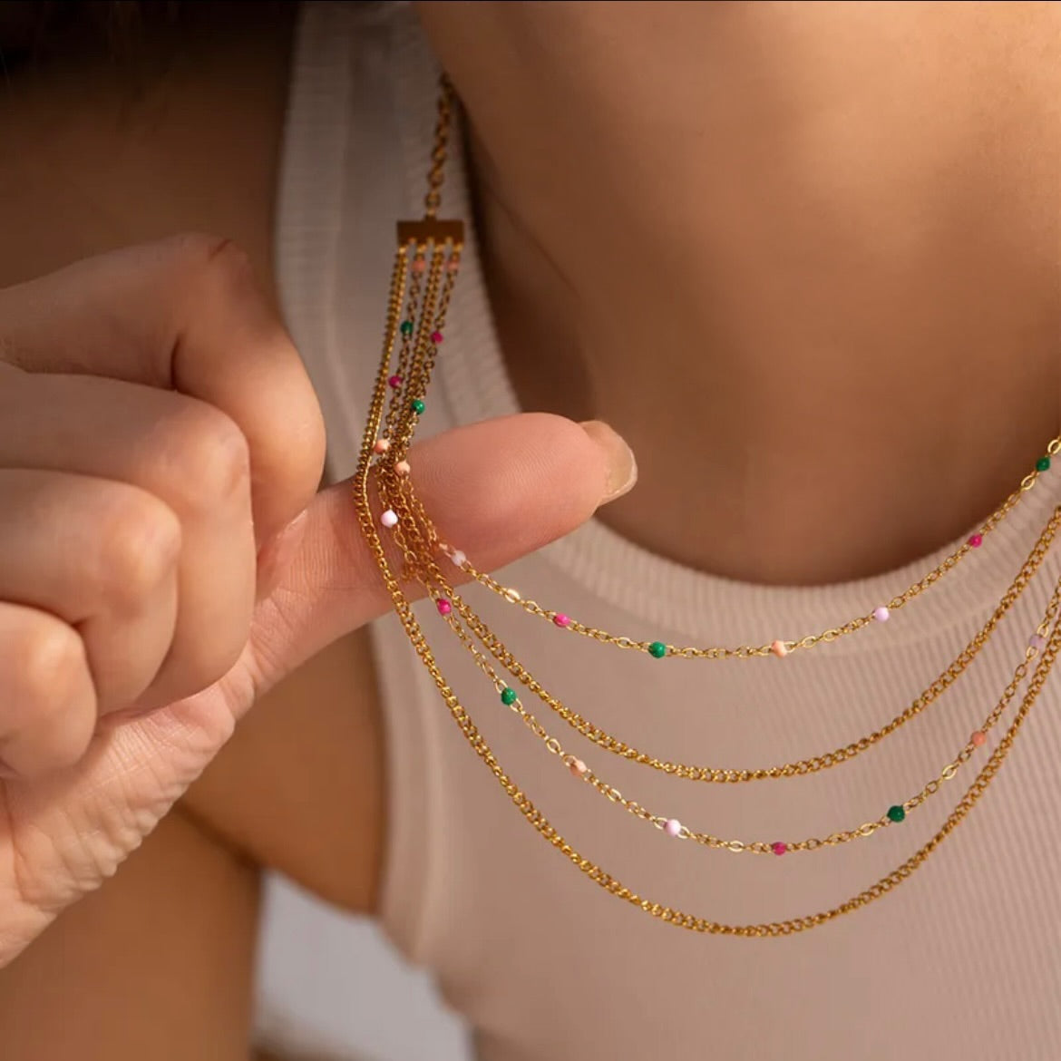 Colourful layered necklace