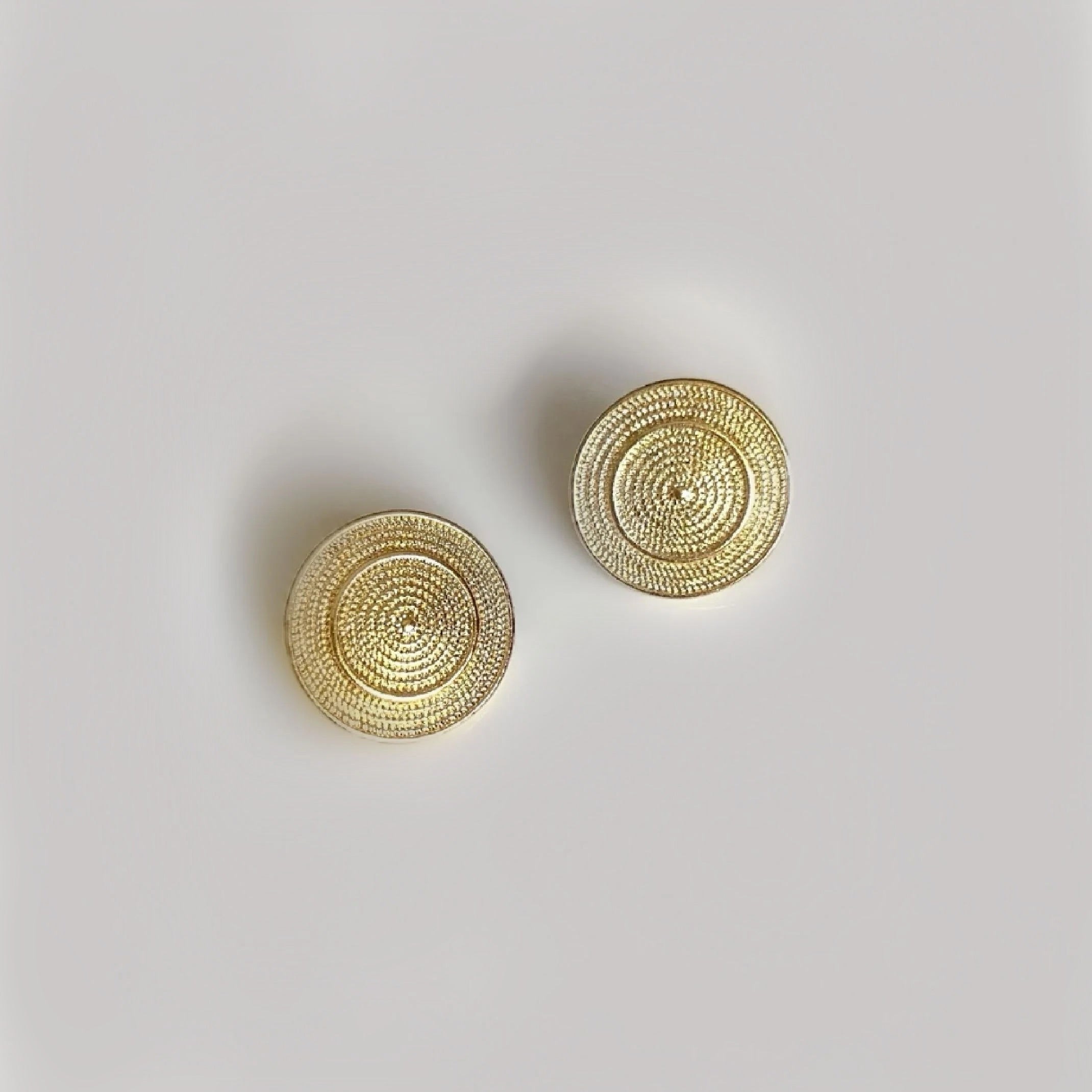 Gold button earrings 