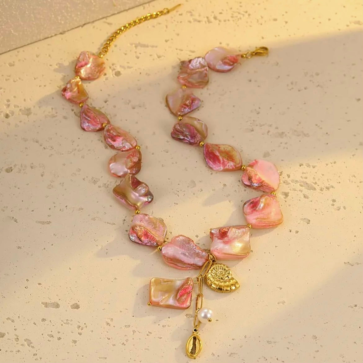 Pink Shell Statement Necklace