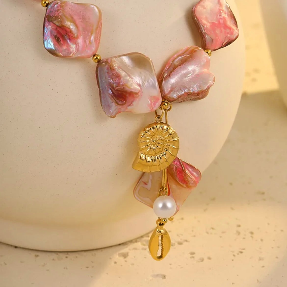 Pink Shell Statement Necklace