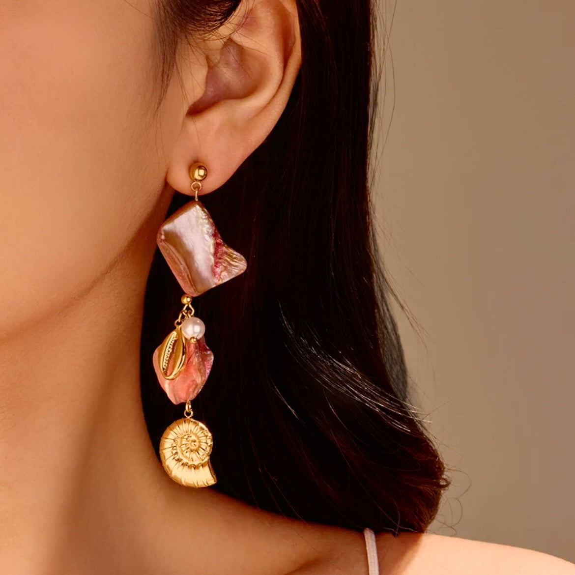 Pink Shell Statement Earrings