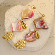 Pink Shell Statement Earrings