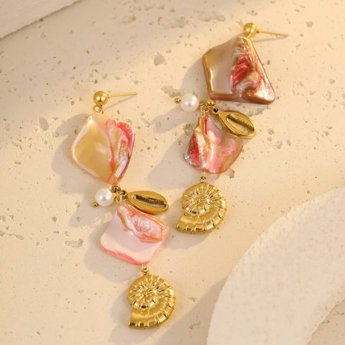 Pink Shell Statement Earrings