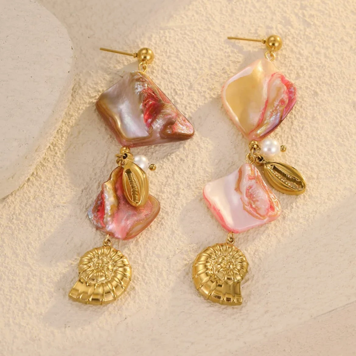Pink Shell Statement Earrings