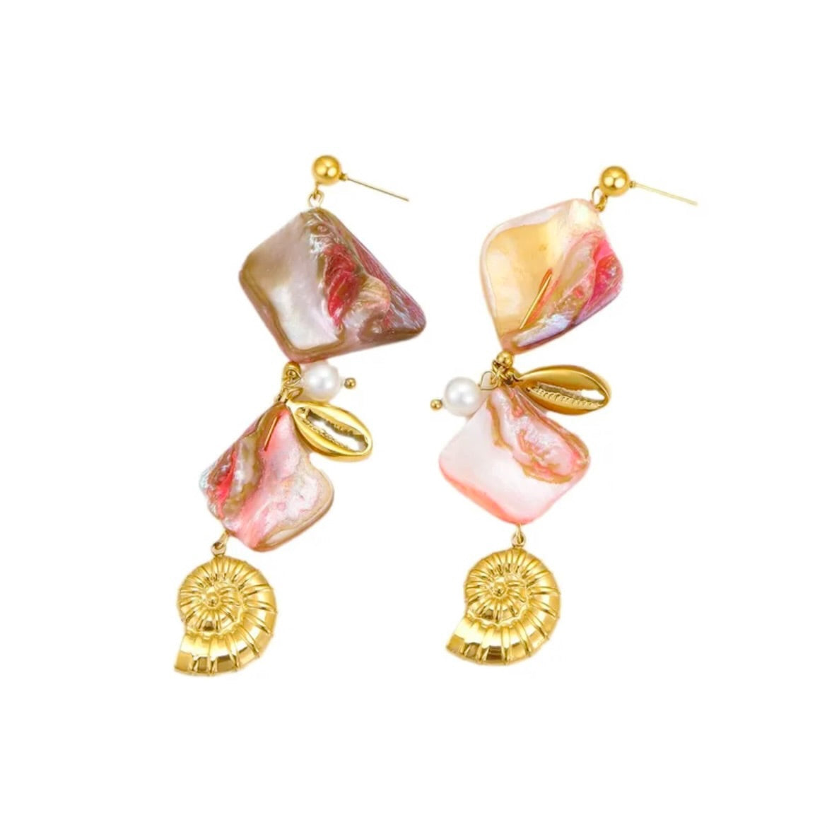 Pink Shell Statement Earrings