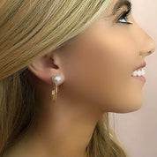 Pearl Gold Hoop Earrings