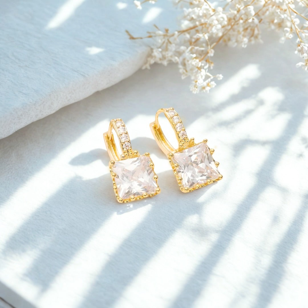 Diamond Huggie Earrings Square