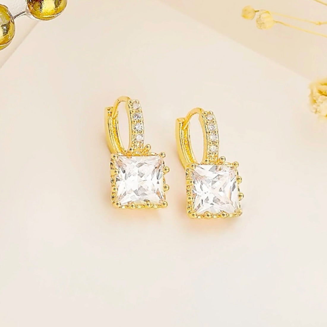 Diamond Huggie Earrings Square