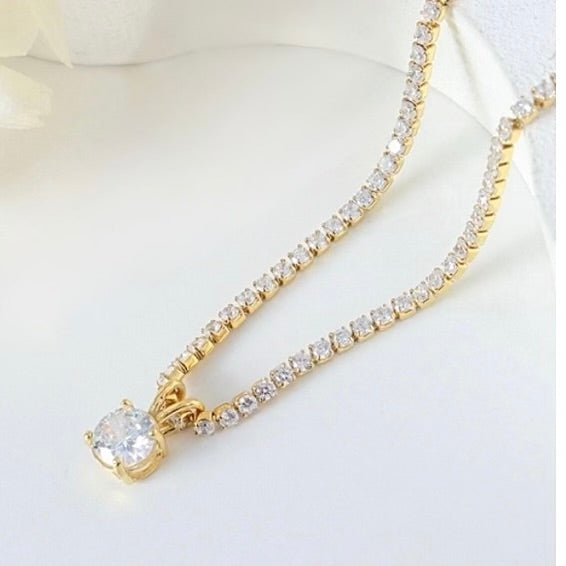 Diamond Pendant Tennis Necklace