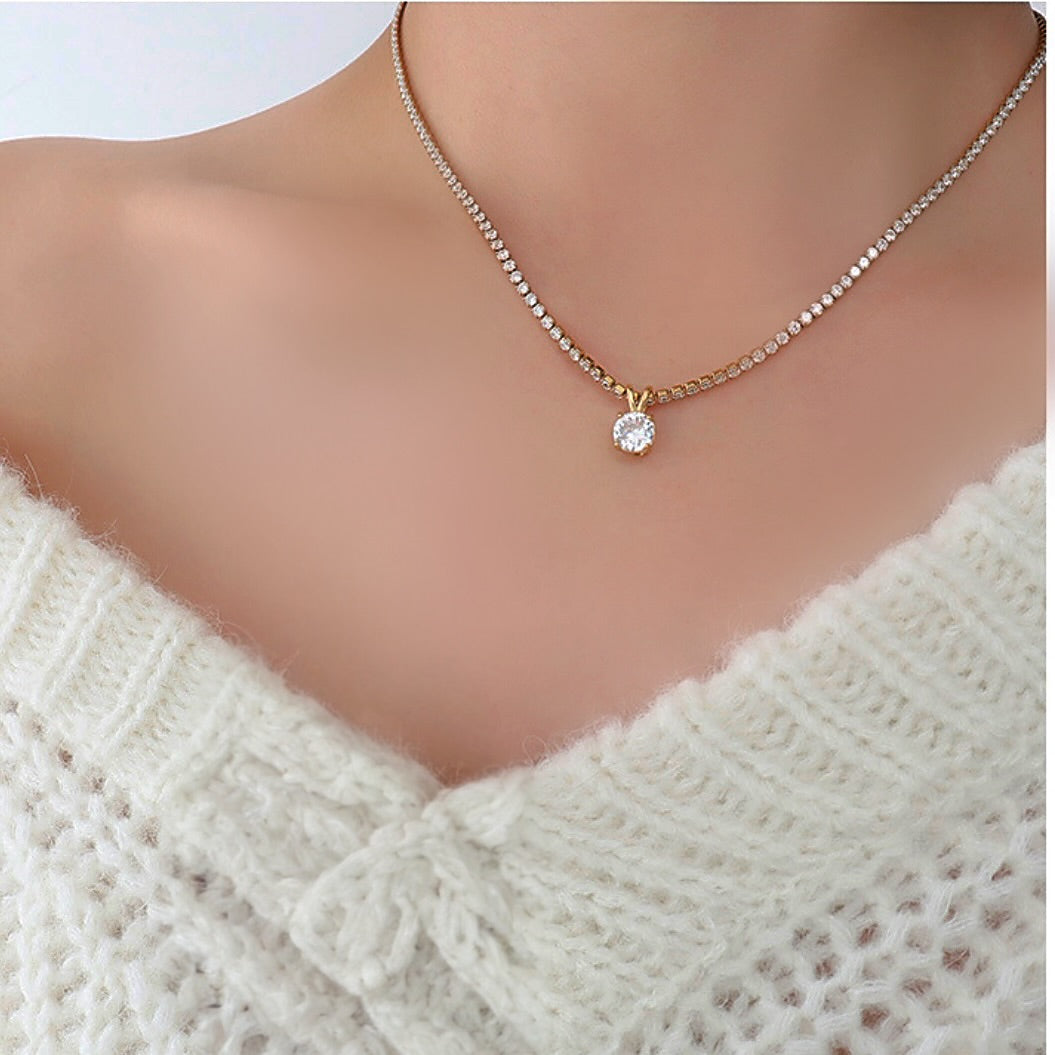 Diamond Pendant Tennis Necklace