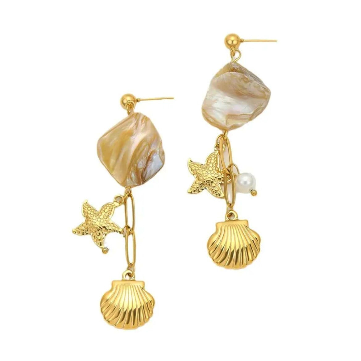 Beige shell earrings