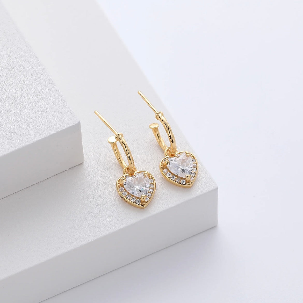 Diamond heart earrings