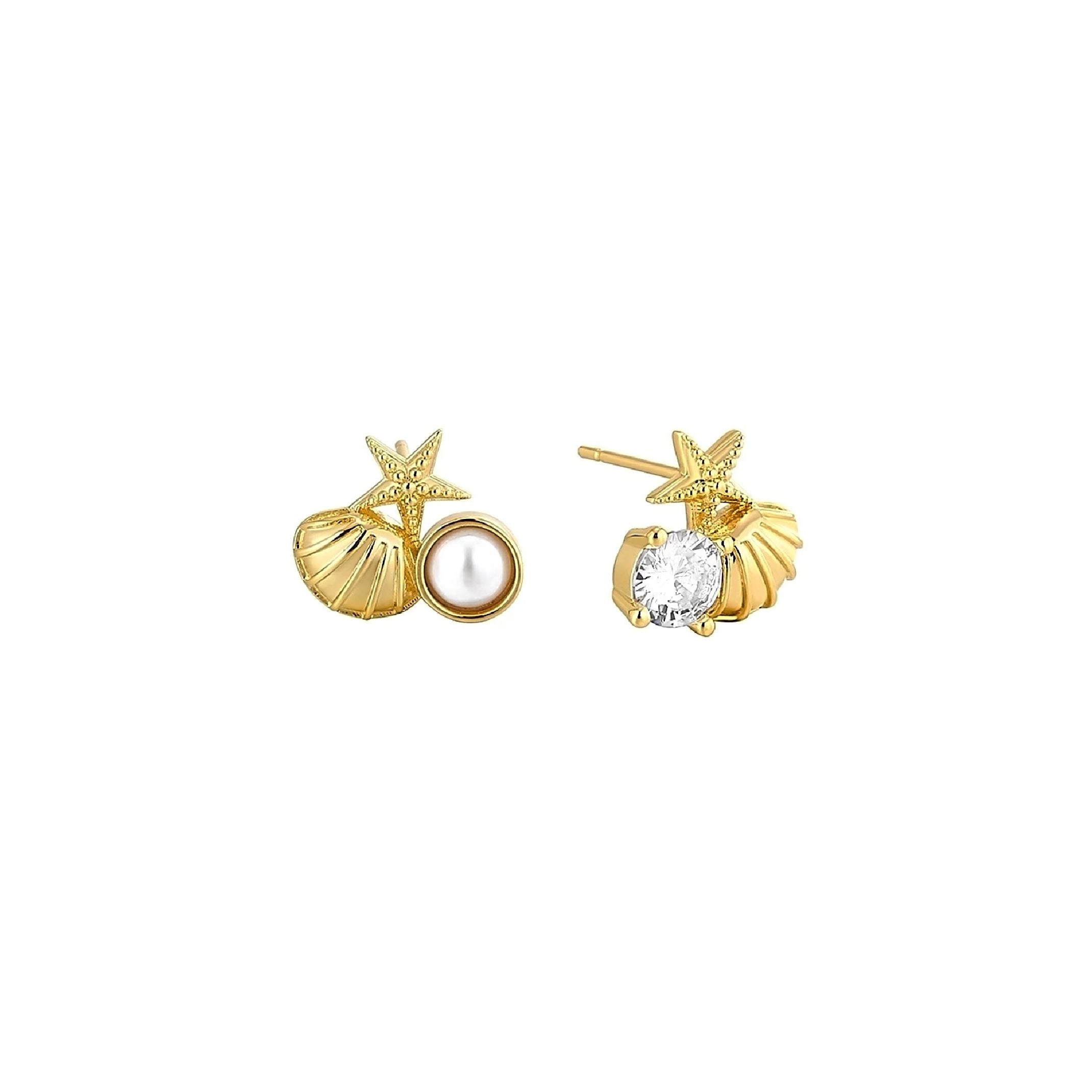 Gold shell stud earrings