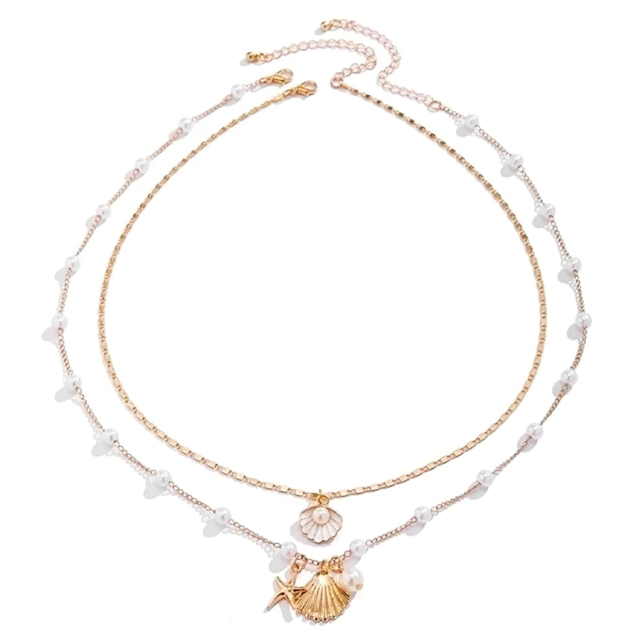 Gold shell and pearl necklaces 