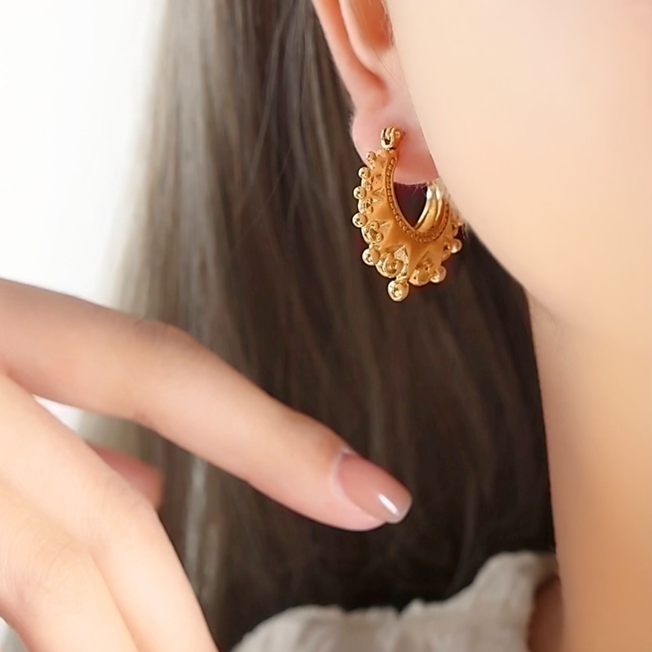 Gold creole earrings