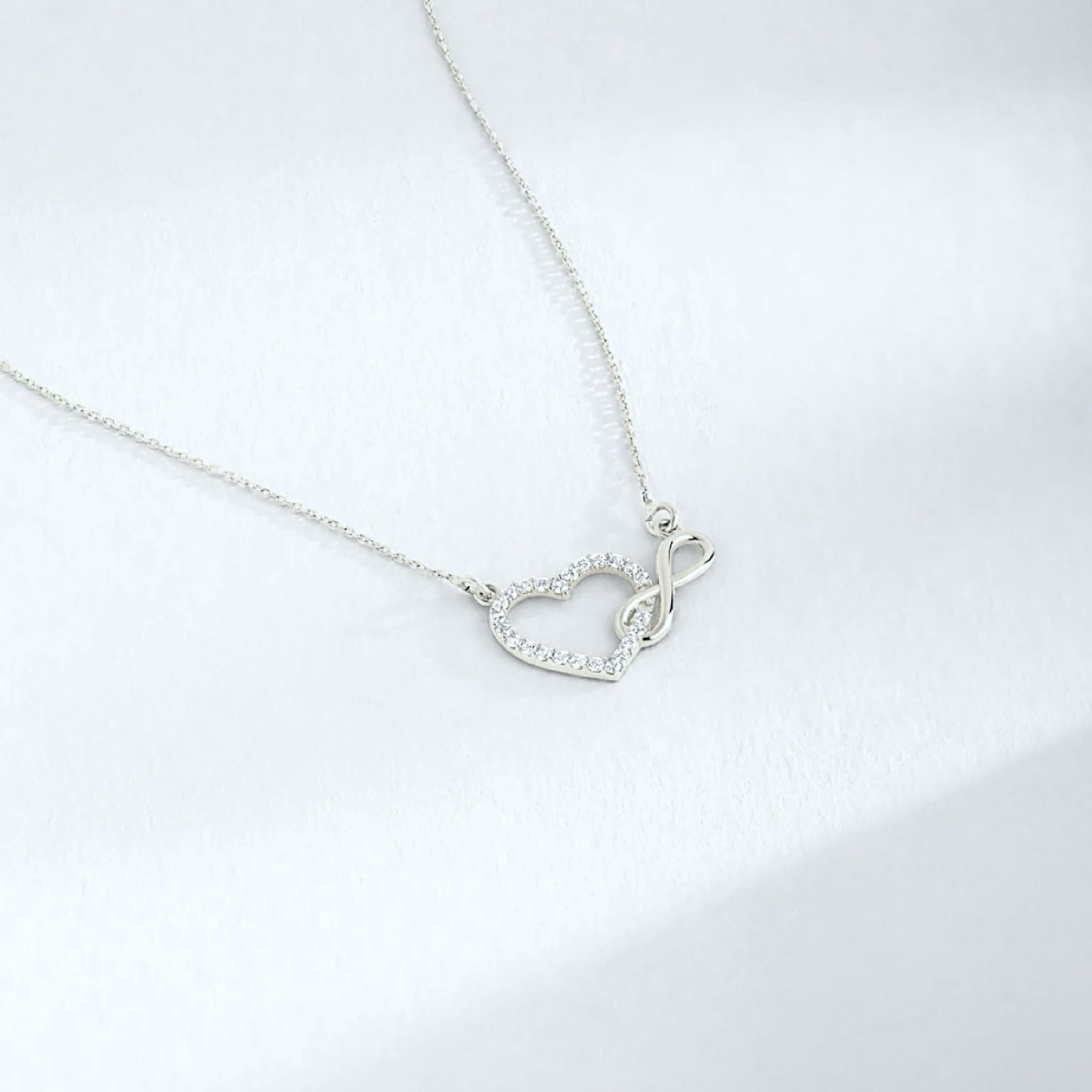 Silver infinity heart necklace