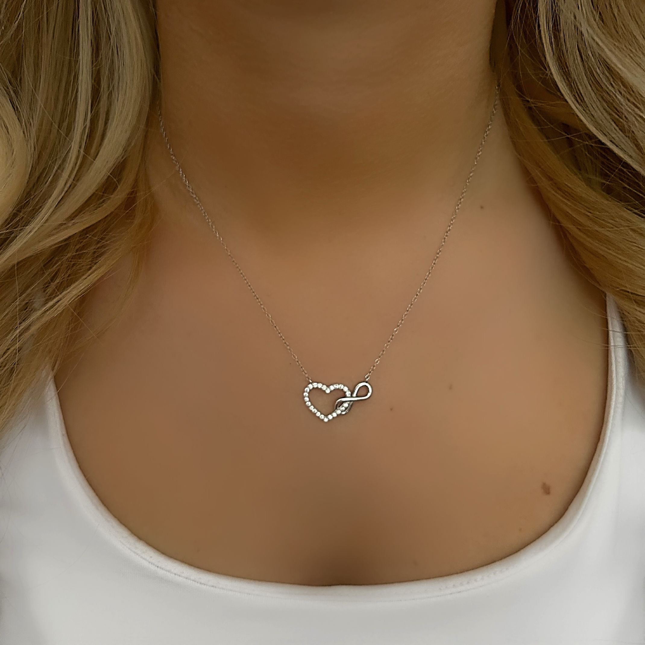 Silver infinity heart necklace