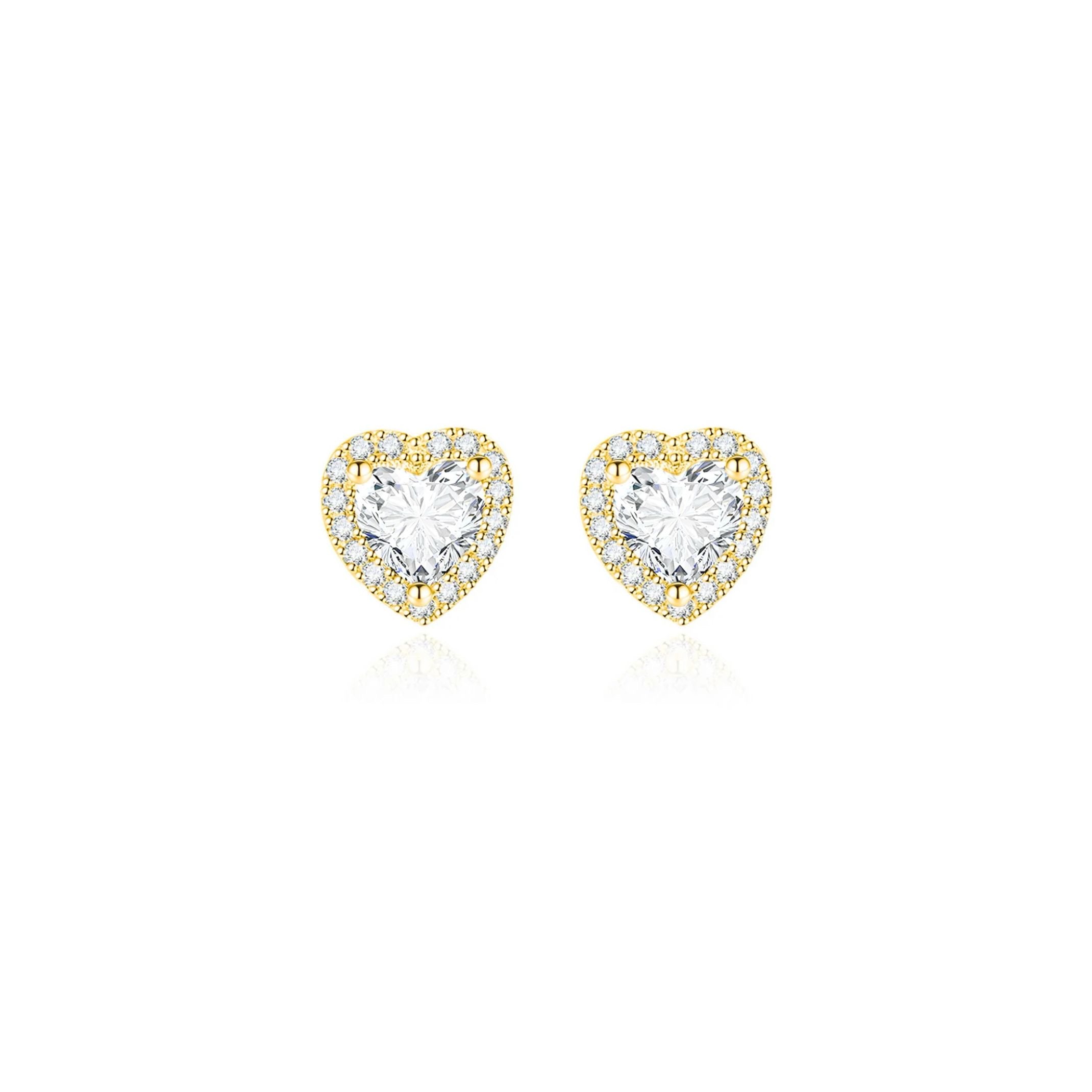 Gold heart stud earrings