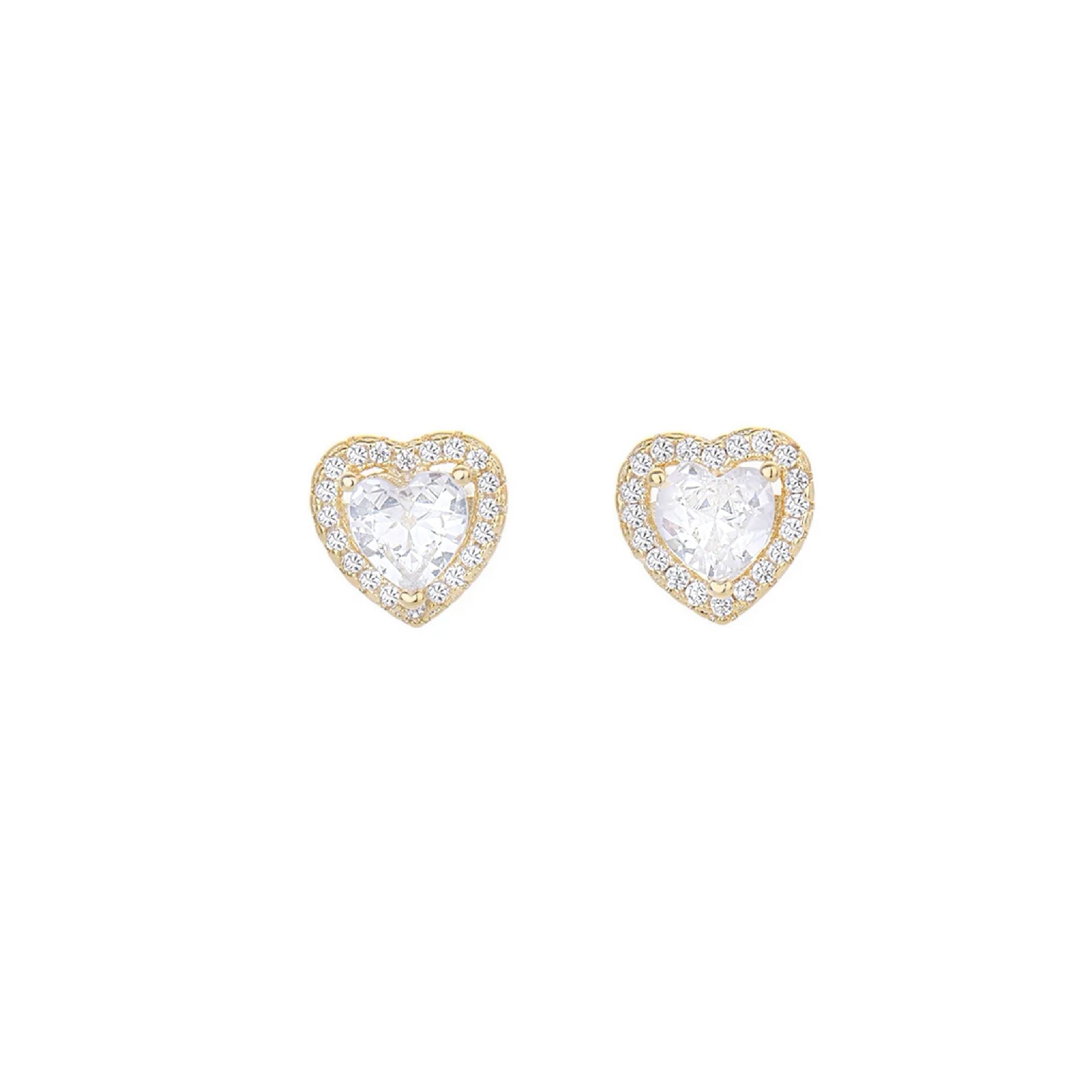 Gold heart stud earrings