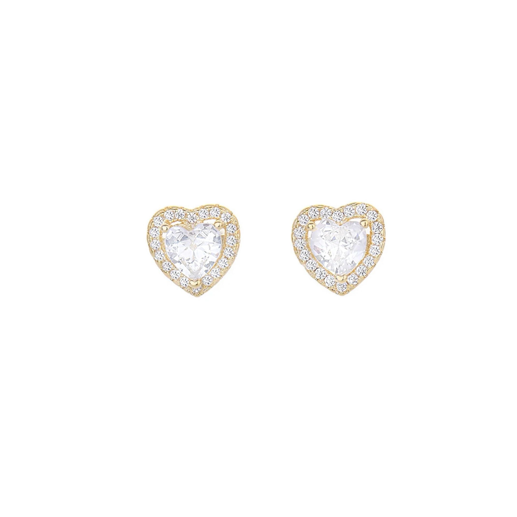 Gold heart stud earrings 