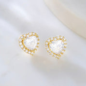 Gold heart stud earrings