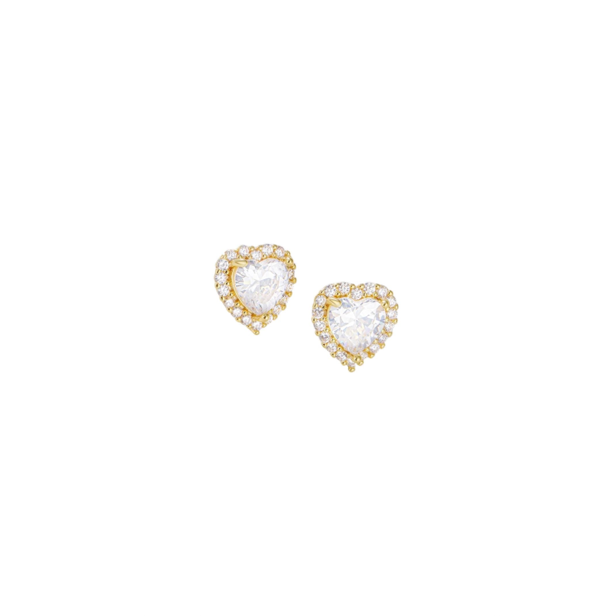 Gold heart stud earrings 