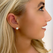 Gold heart stud earrings