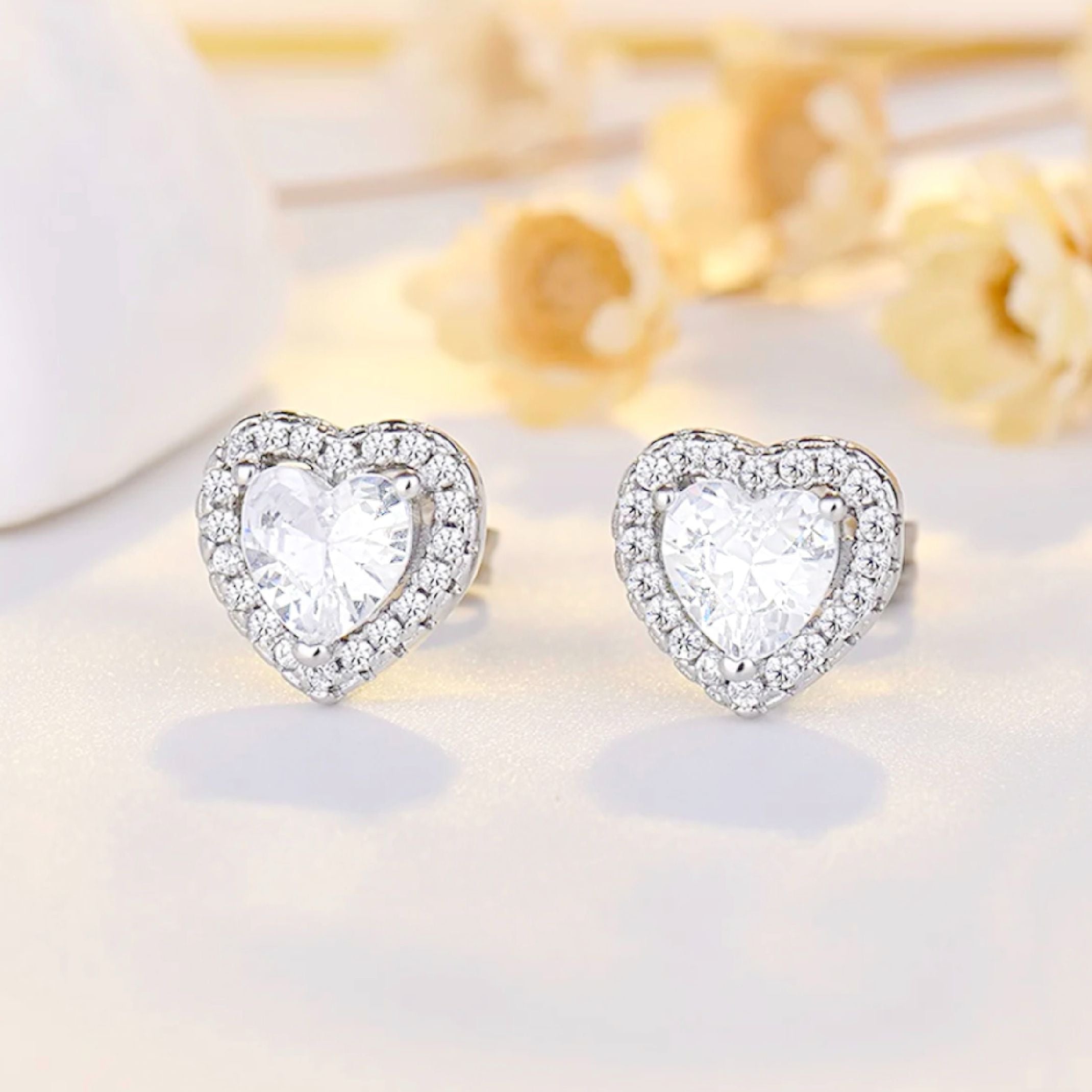 Silver heart stud earrings 
