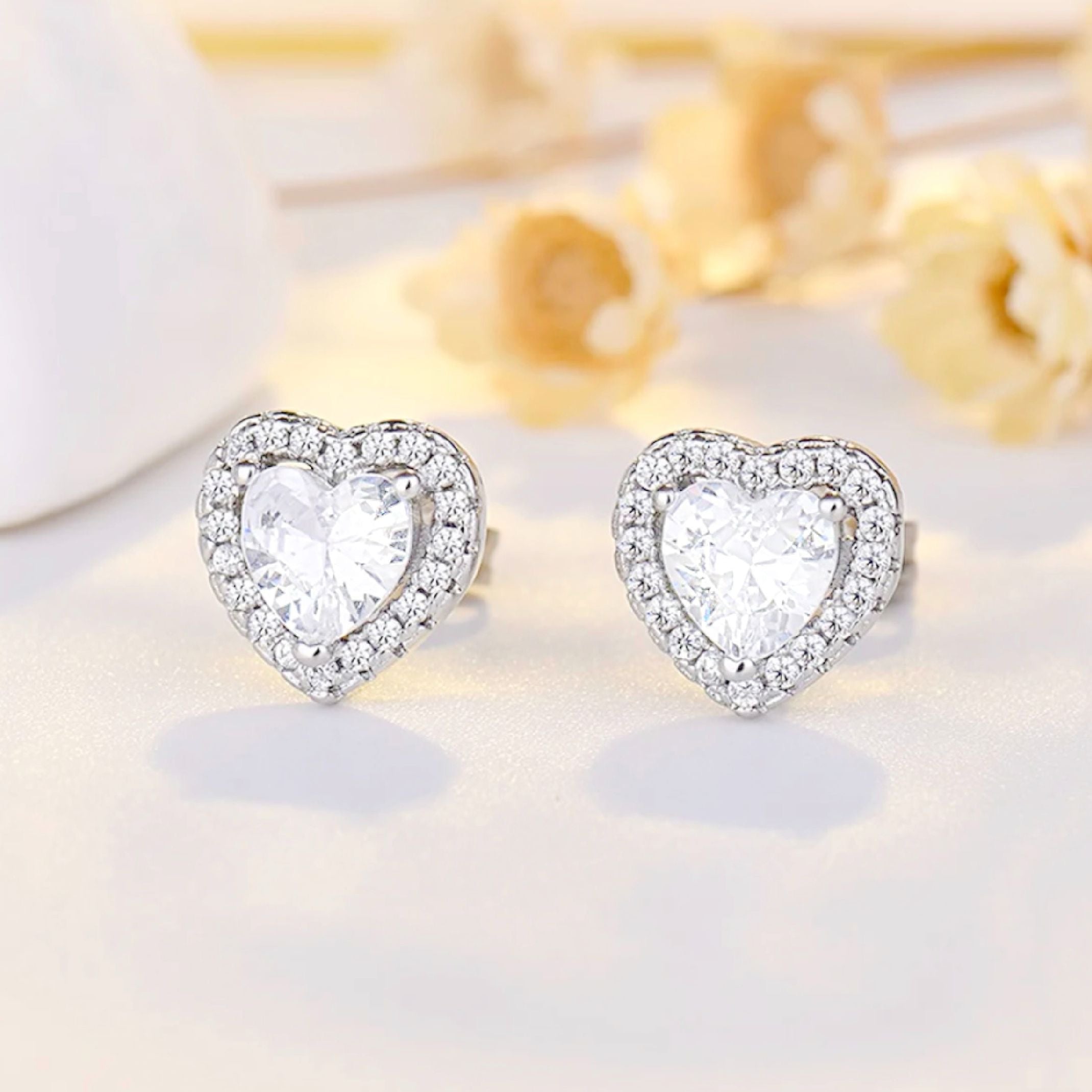 Silver heart stud earrings