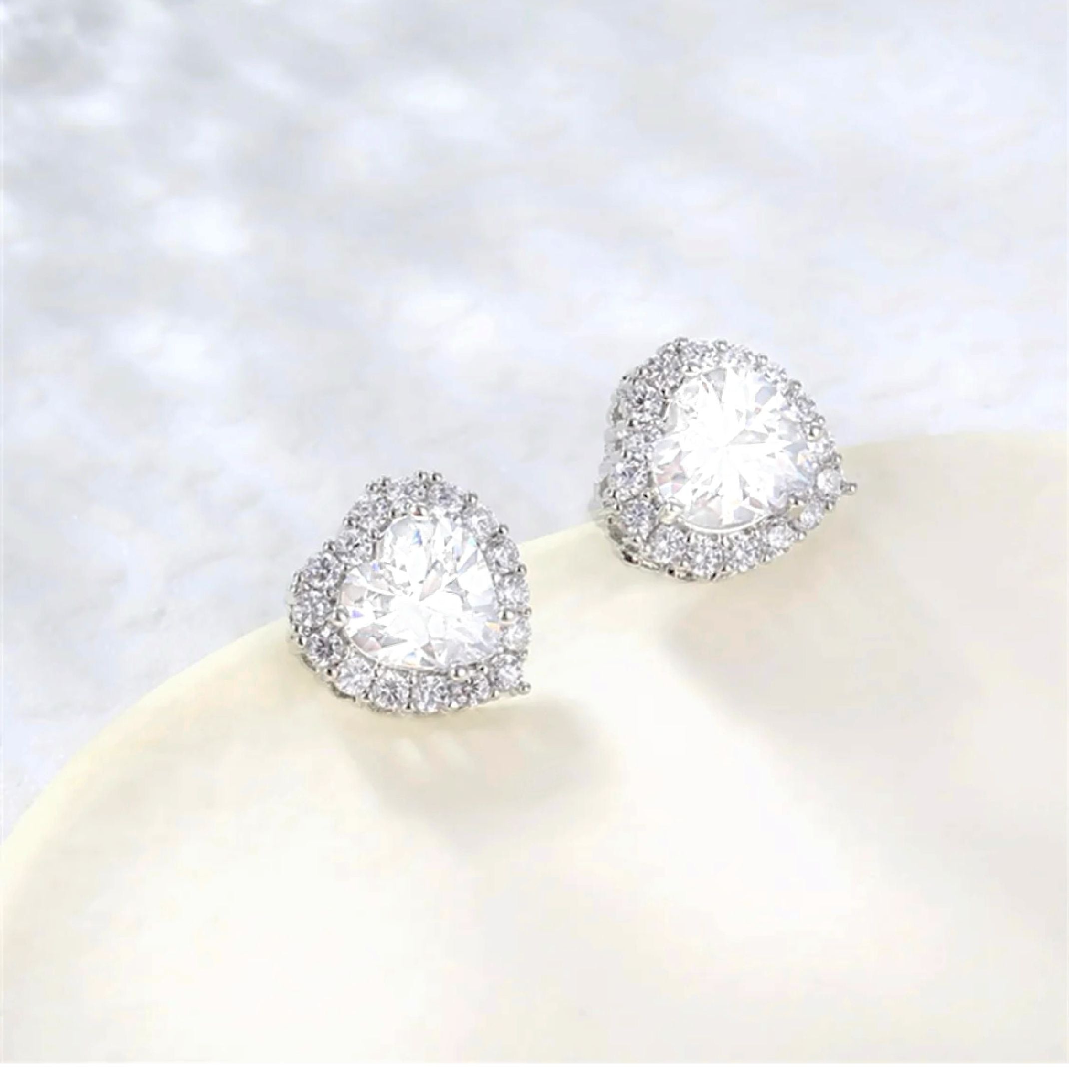 Silver heart stud earrings