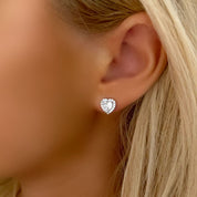 Silver heart stud earrings