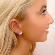 Pink heart stud earrings