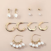 Hoop and pearl earring stack