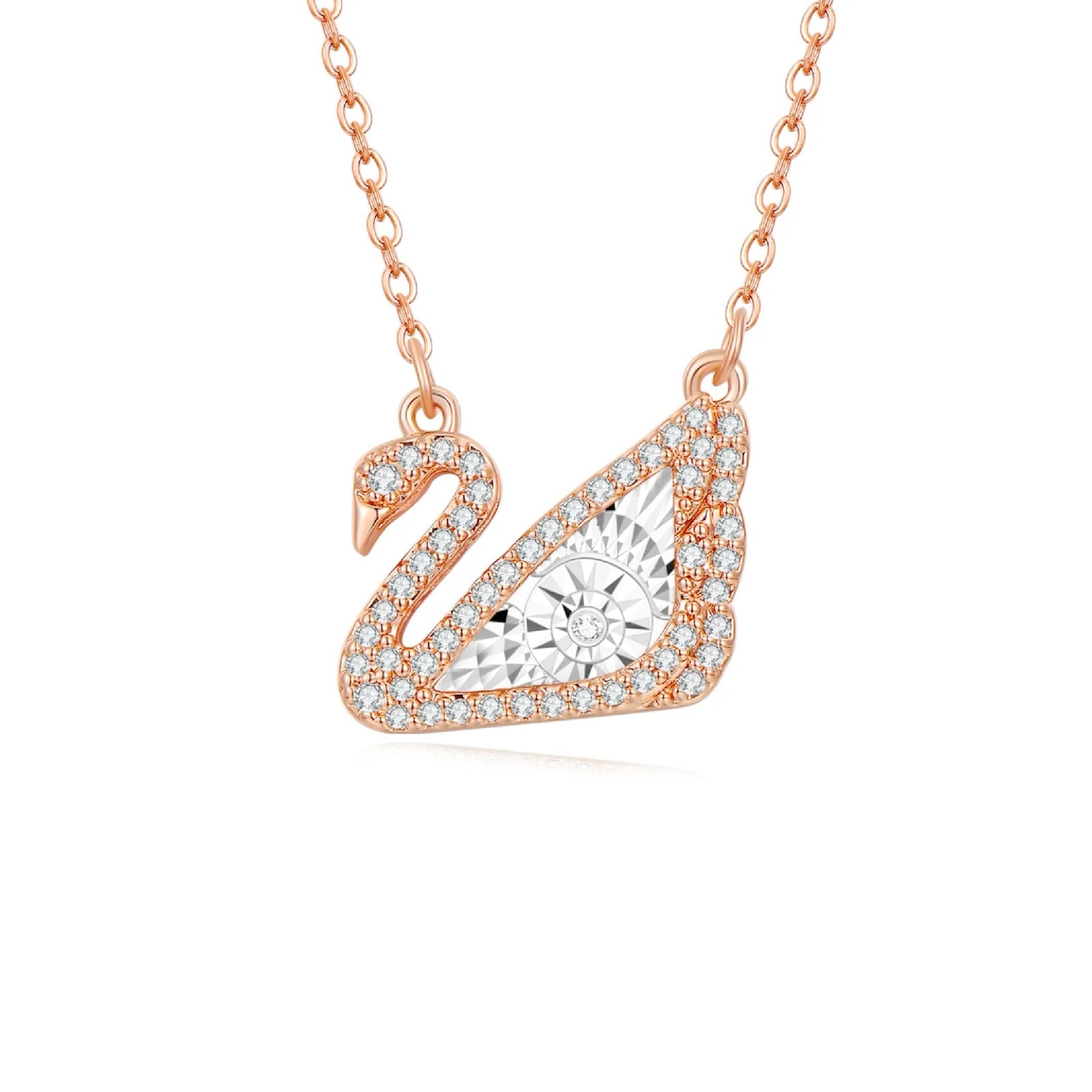 Rose gold swan necklace 