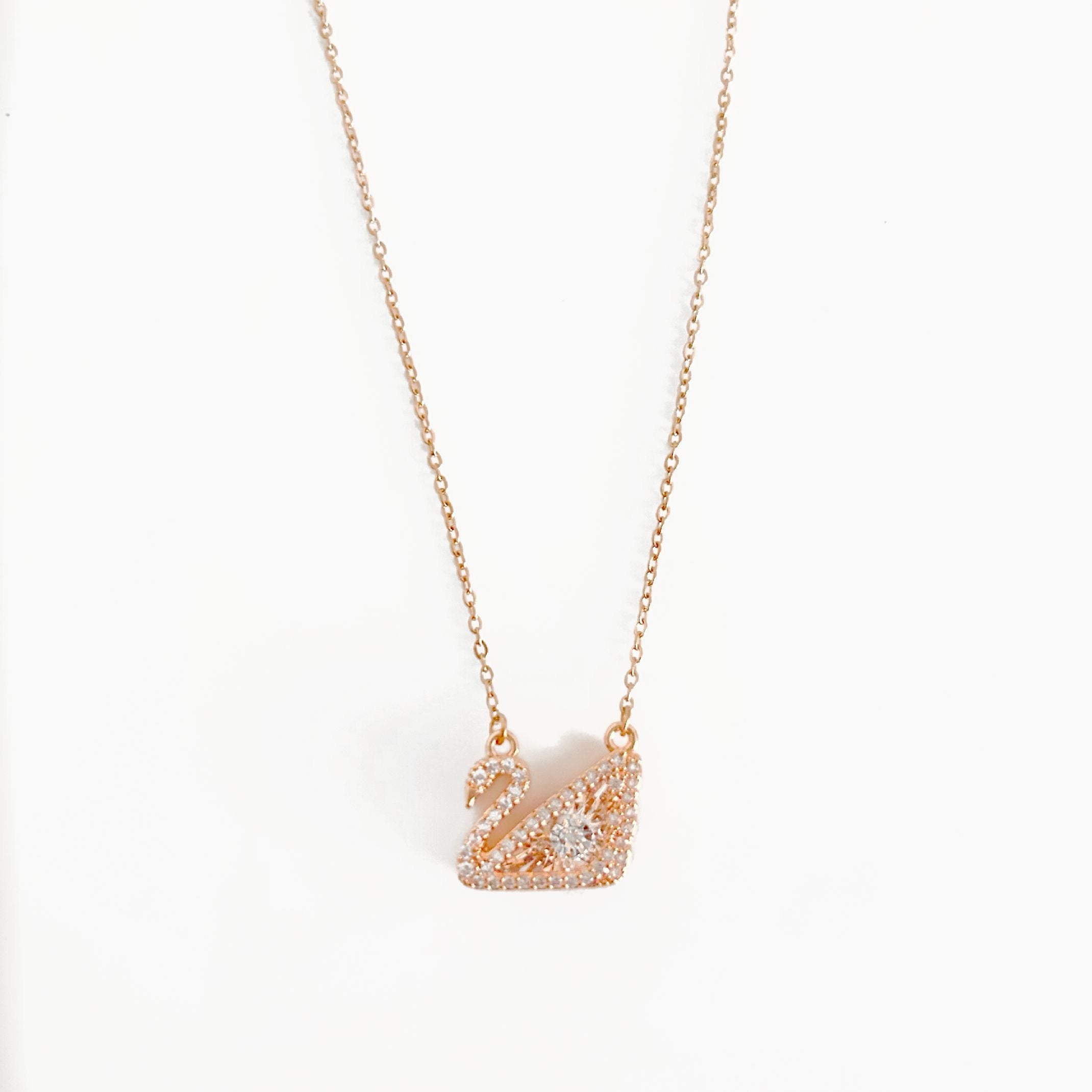 Rose gold swan necklace