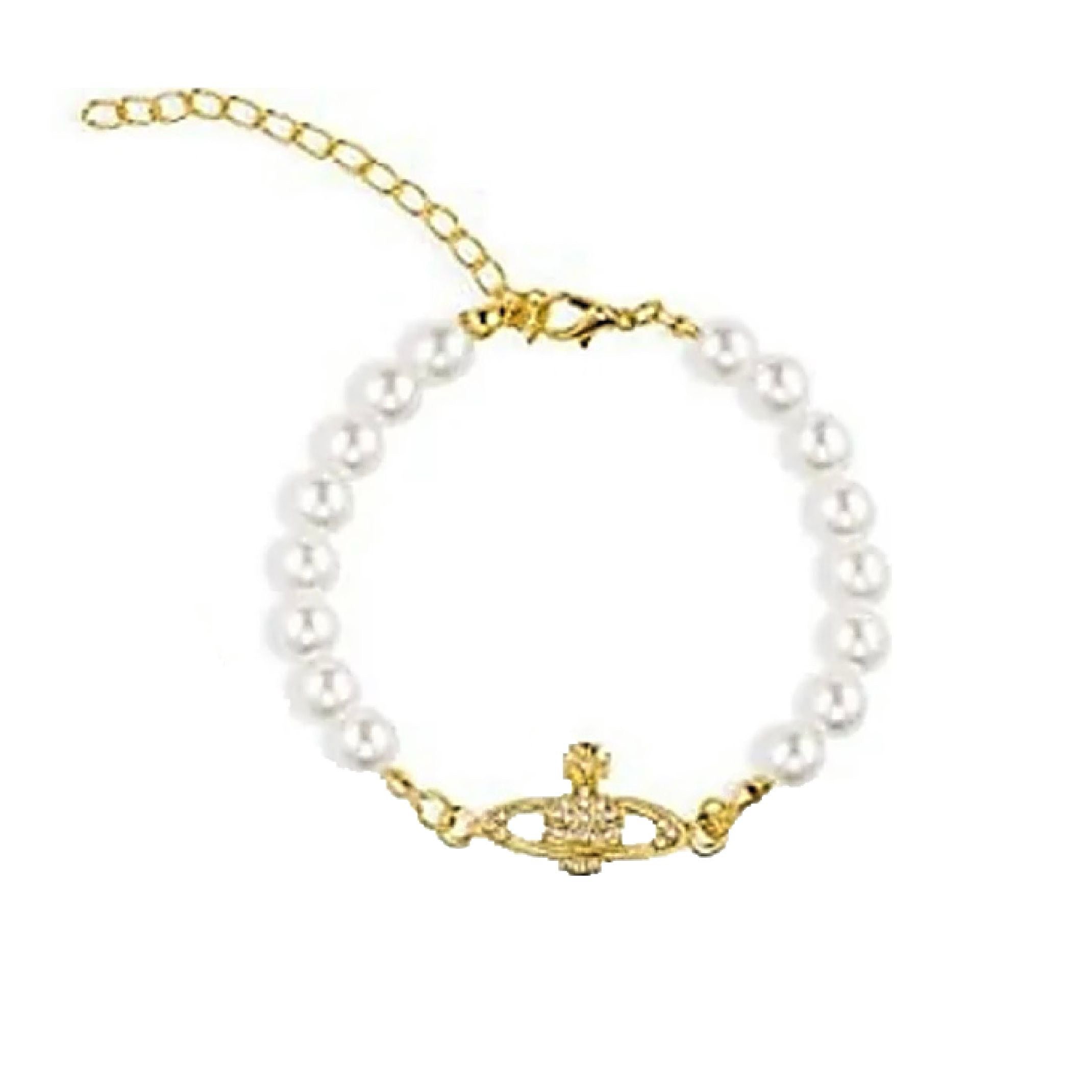 Gold orb pearl bracelet