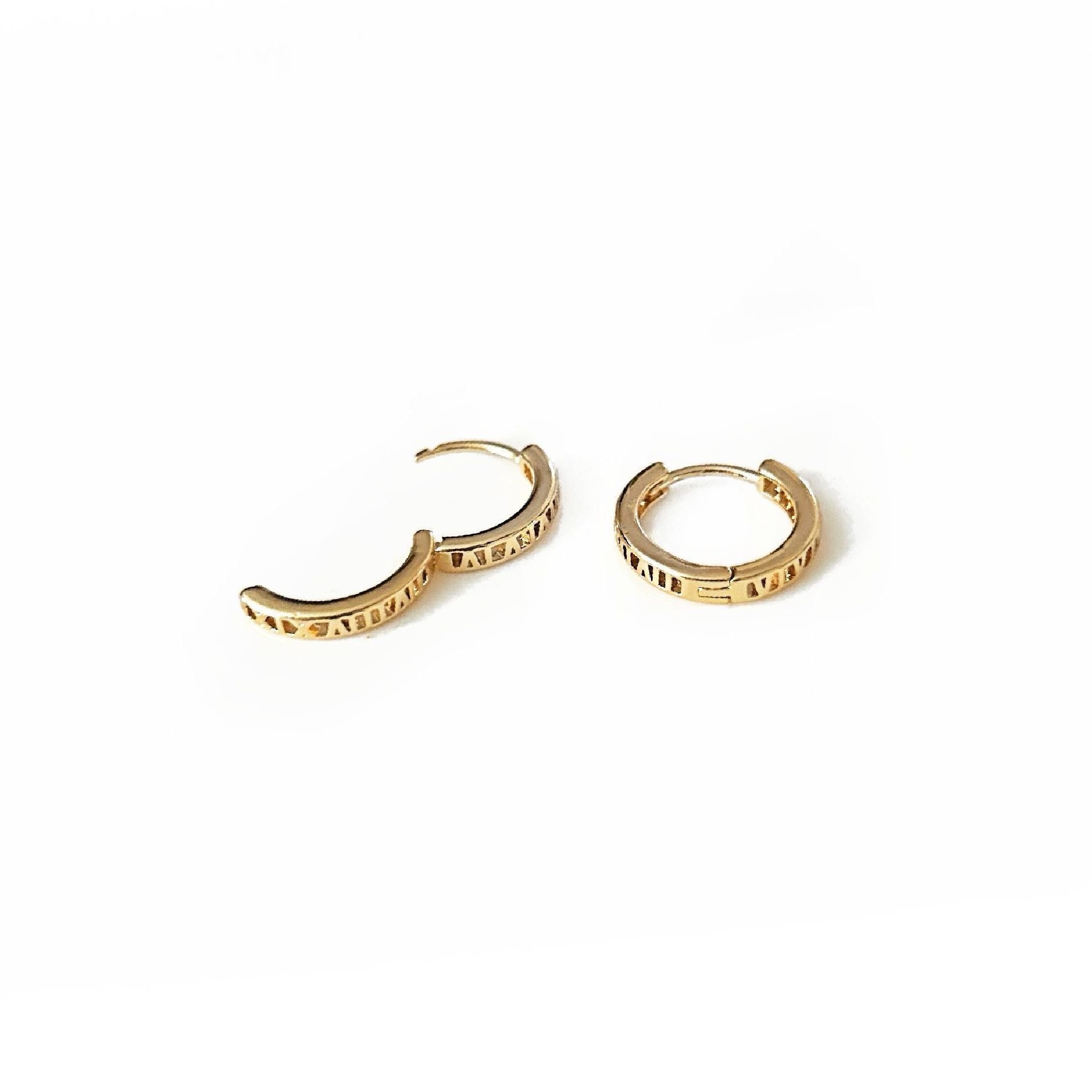 Roman gold huggie hoop earrings 