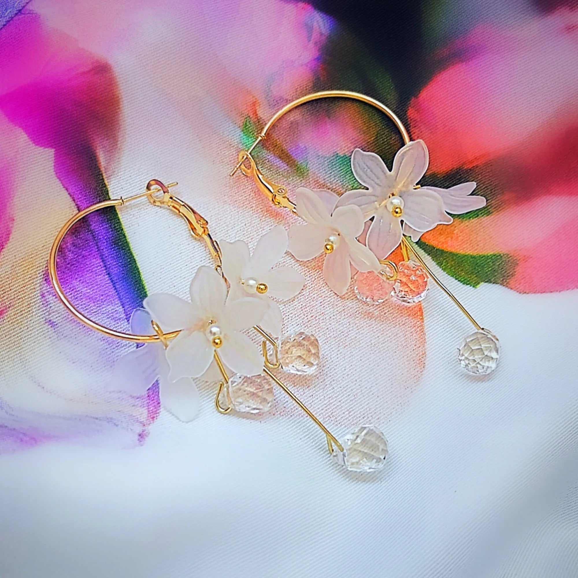 White flower earrings