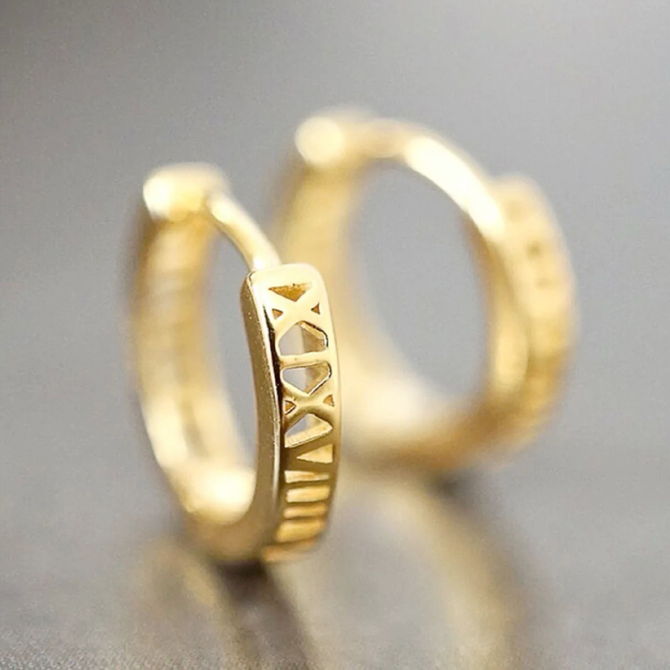 Roman gold huggie hoop earrings 