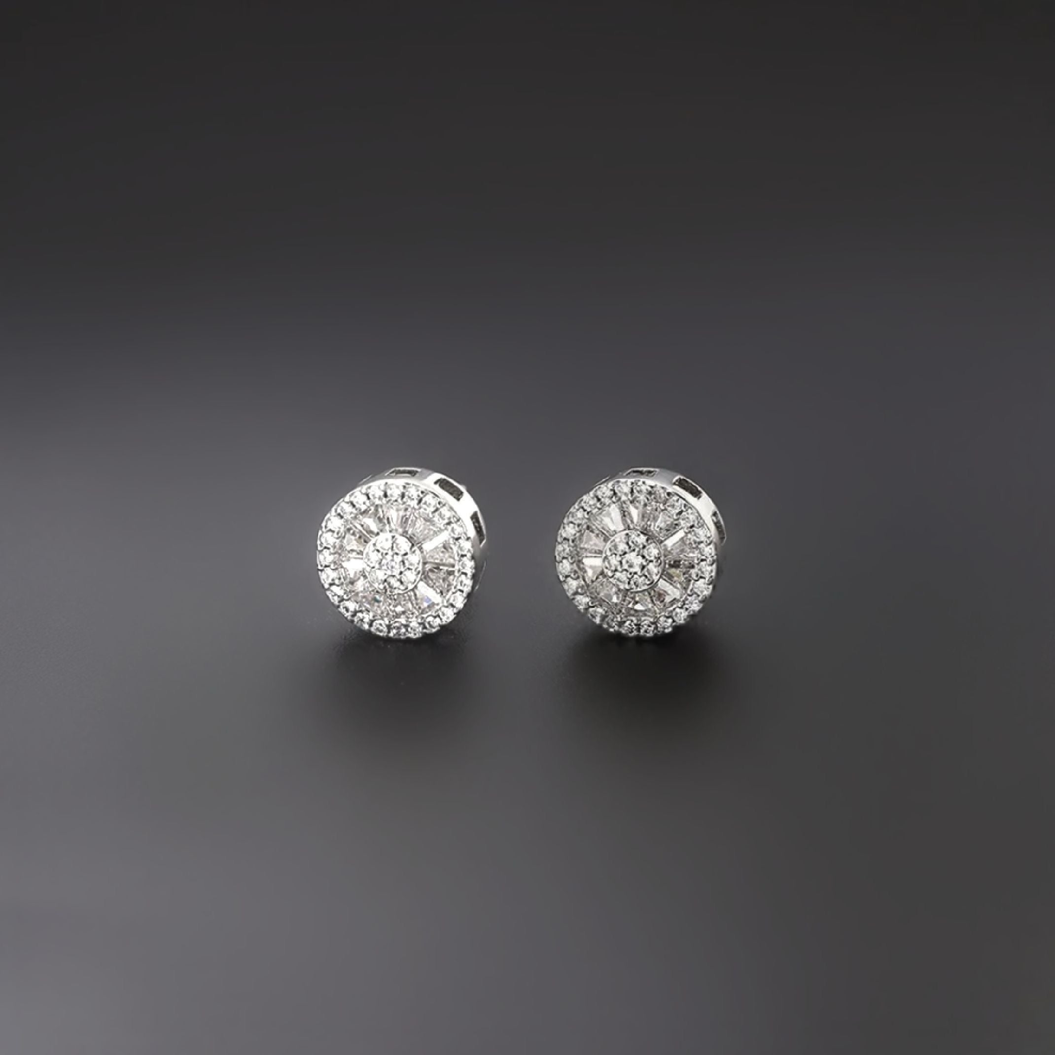 Silver diamond stud earrings