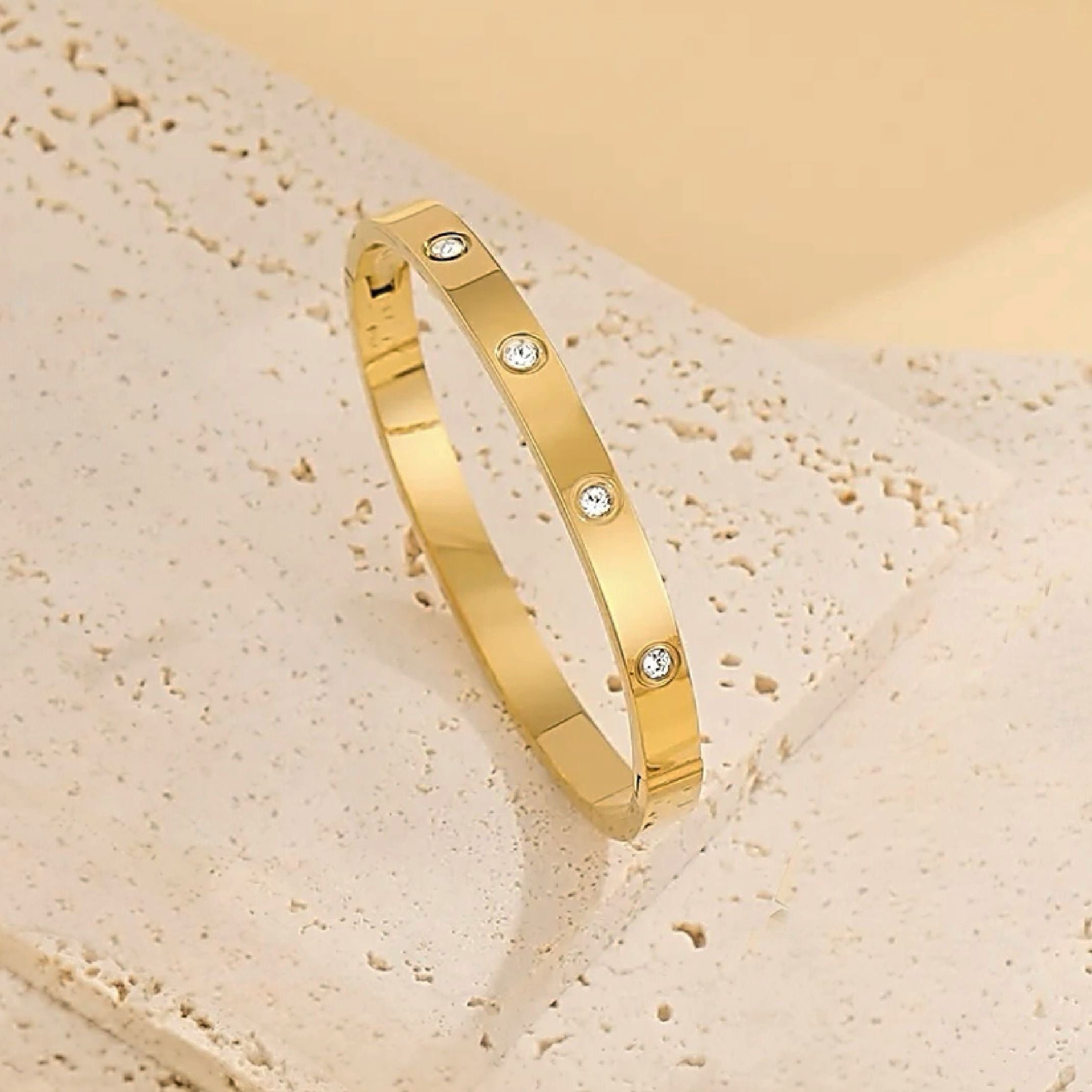 Diamanté dotted gold bangle
