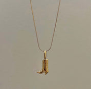 Gold cowboy boot necklace