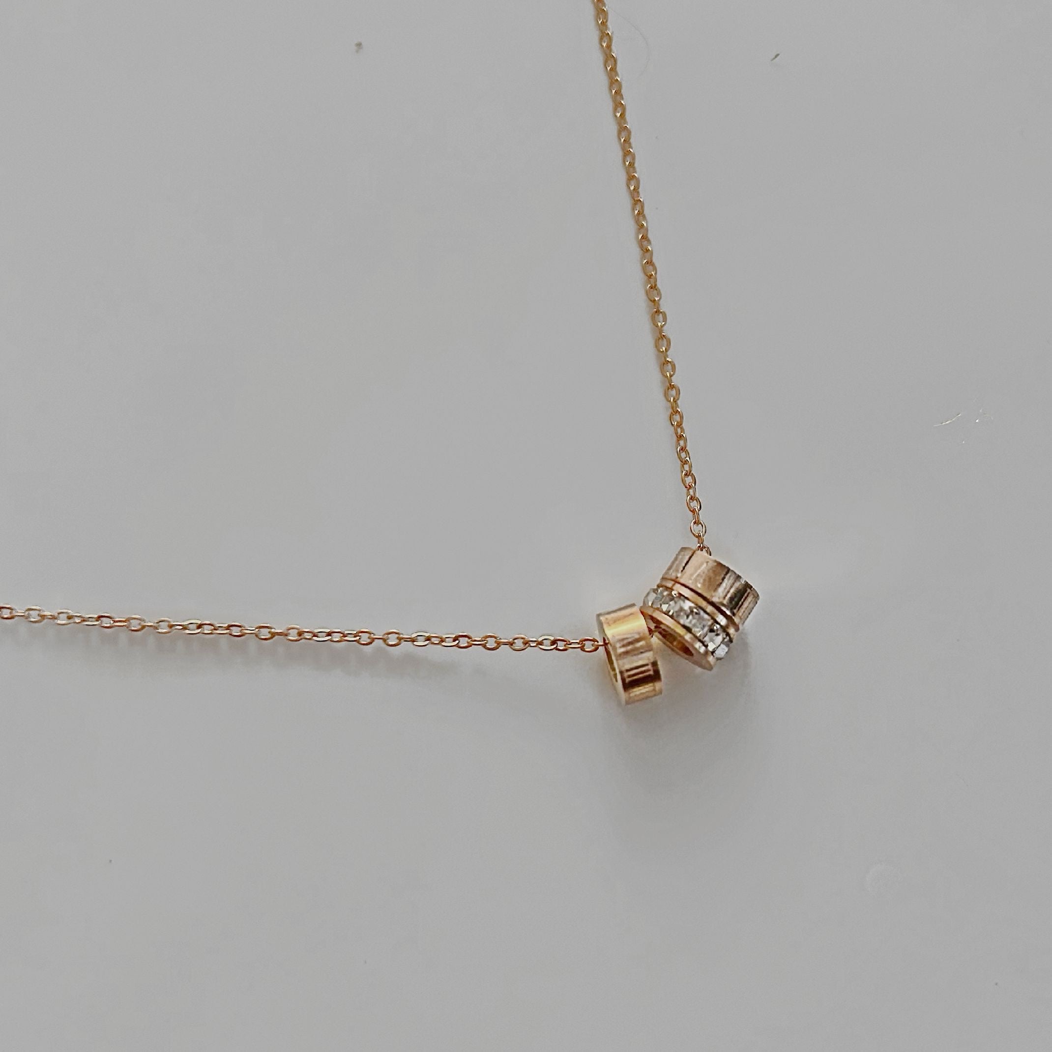 Rose gold diamond ring necklace