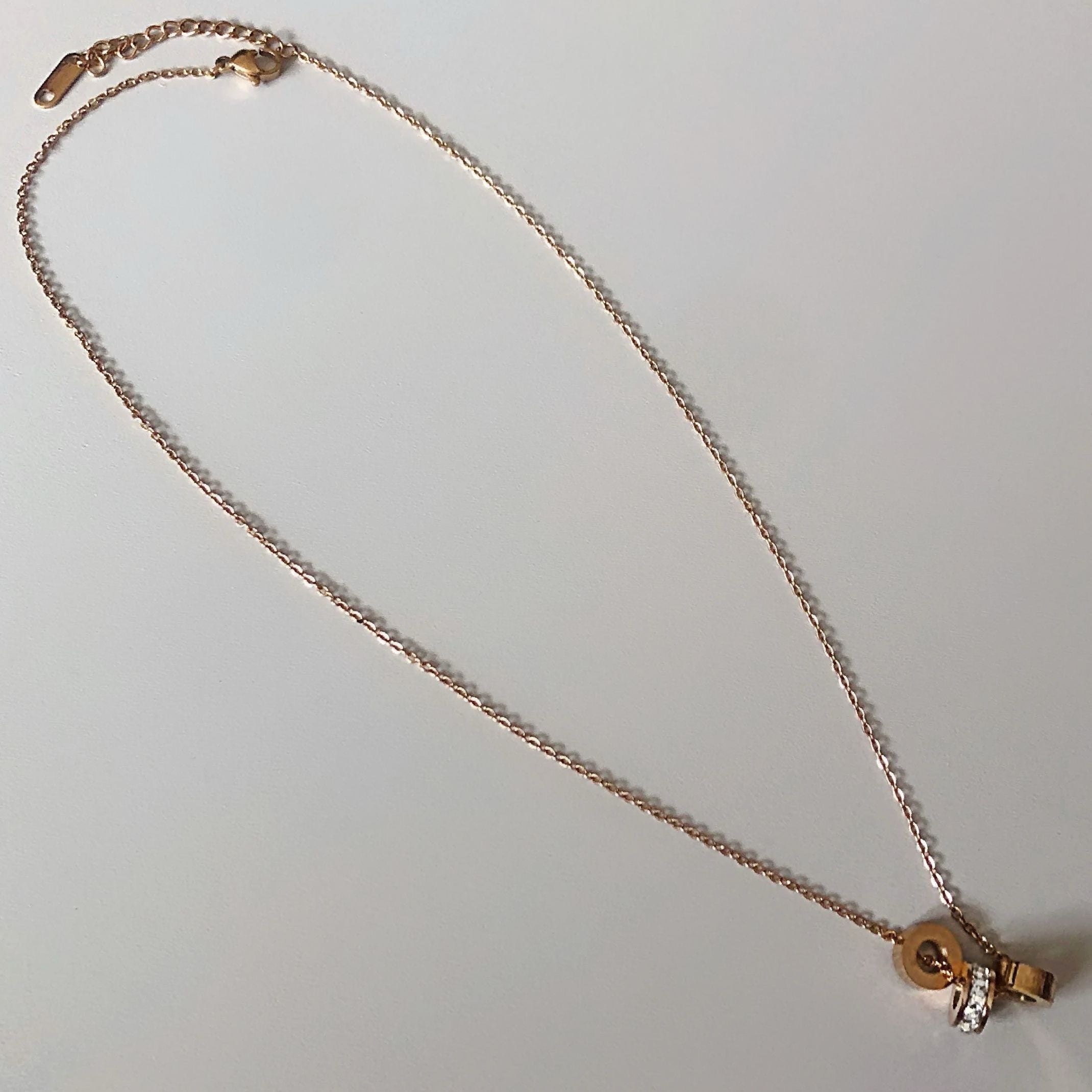 Rose gold diamond ring necklace