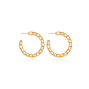 Gold chain link hoop earrings 