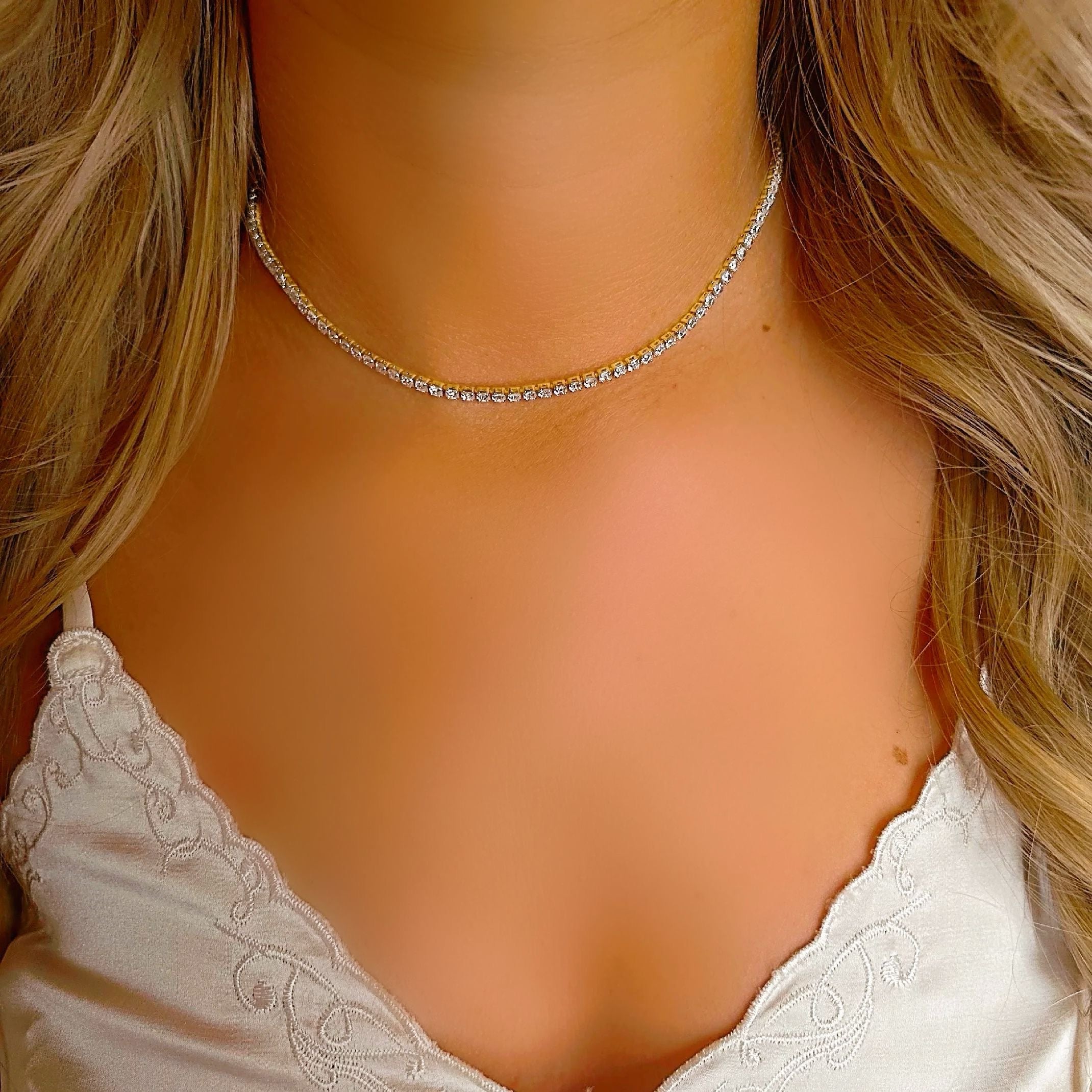 Dainty tennis necklace